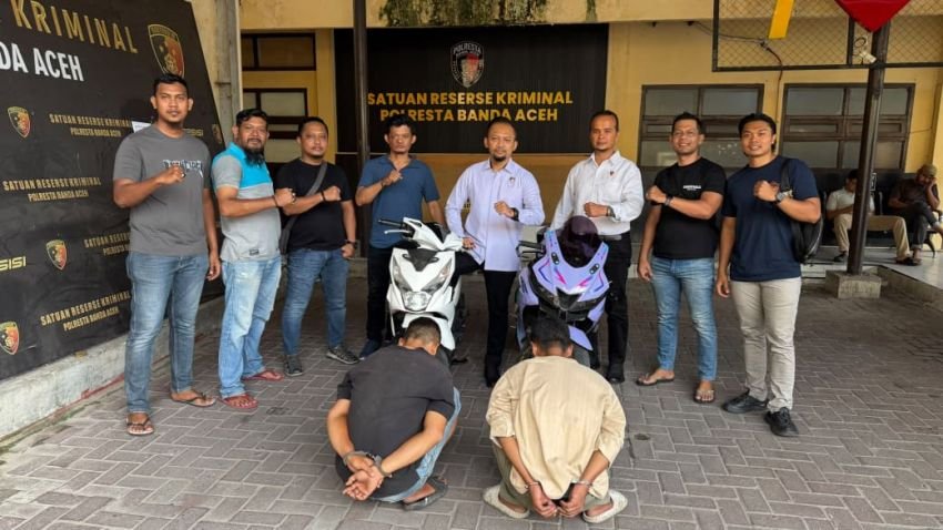 Tak Sampai 24 Jam, Dua Terduga Pelaku Curanmor di Banda Aceh Ditangkap! Motor Korban Disembunyikan di Belakang Taman Budaya