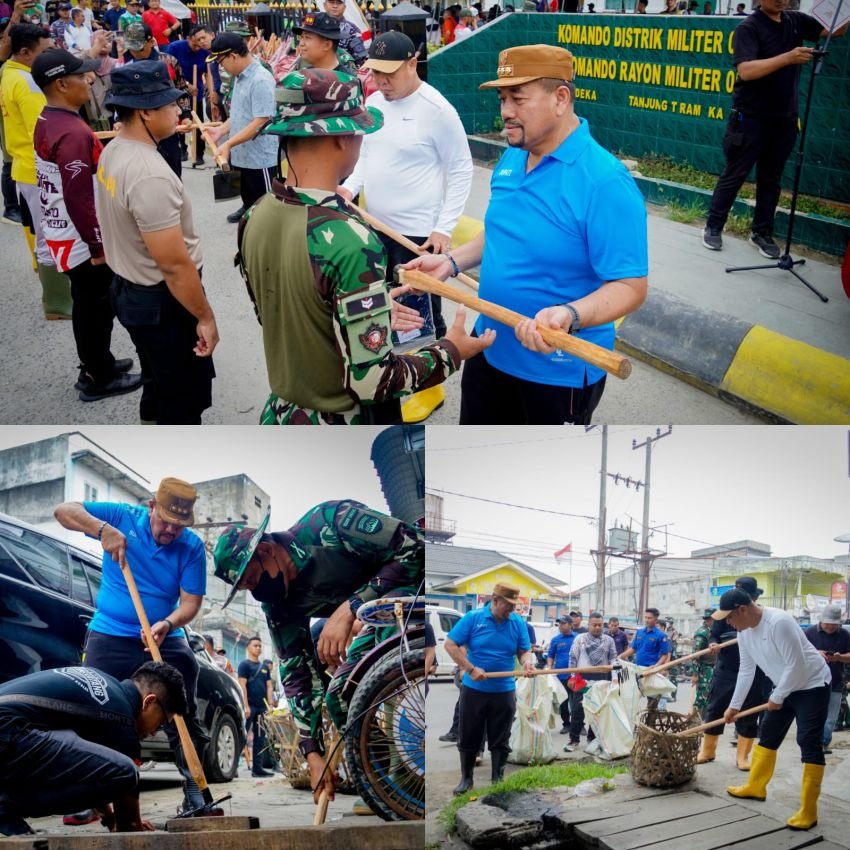 Gotong Royong Pemkab Batu Bara dan Forkopimda Sasar Tiga Wilayah, Bupati Baharuddin Imbau Warga Tak Buang Sampah Sembarangan