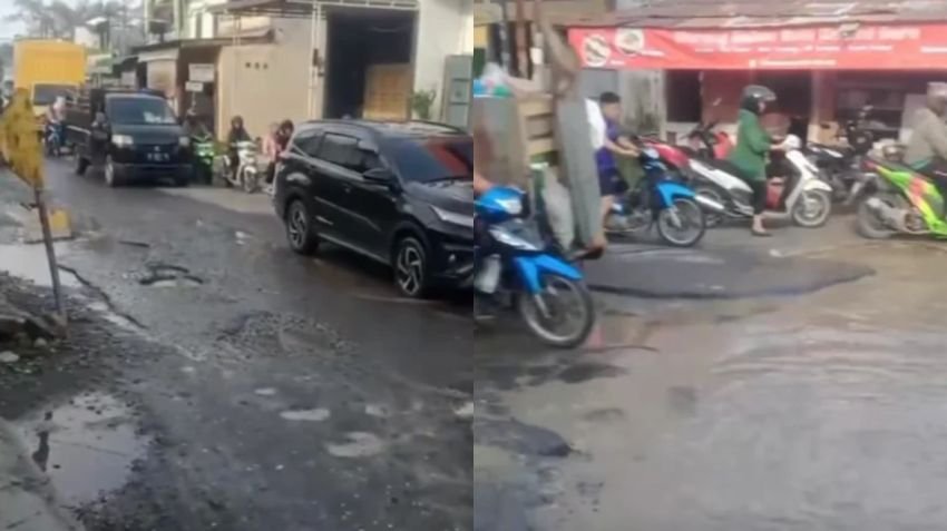 Jalan Penghubung Deli Serdang-Medan Rusak Parah, Warga Harap Segera Diperbaiki
