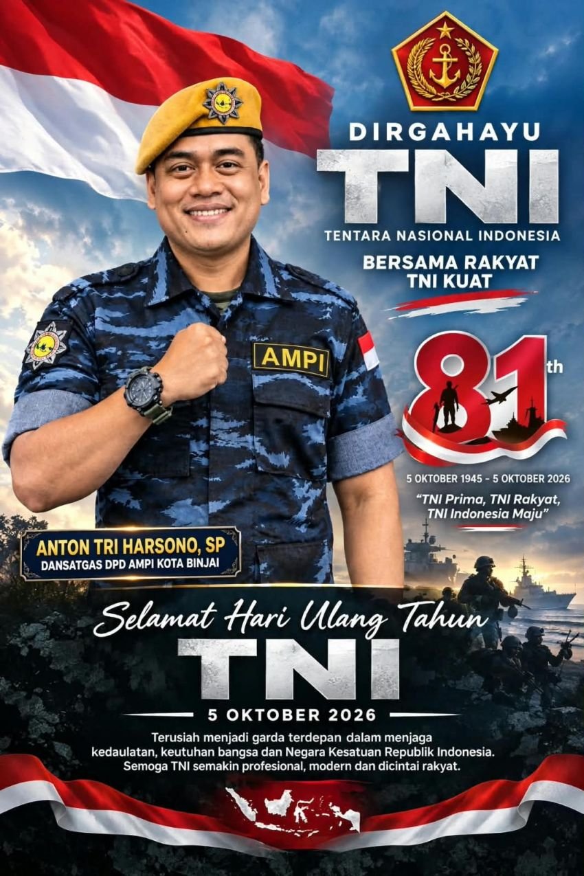 HUT ke-81 TNI, Dansatgas DPD AMPI Kota Binjai: Bersama Rakyat TNI Kuat