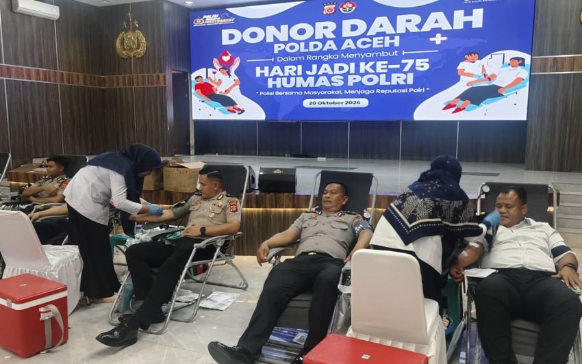 HUT ke-75 Humas Polri, Polda Aceh Gelar Donor Darah Serentak Jaga Kepercayaan Publik