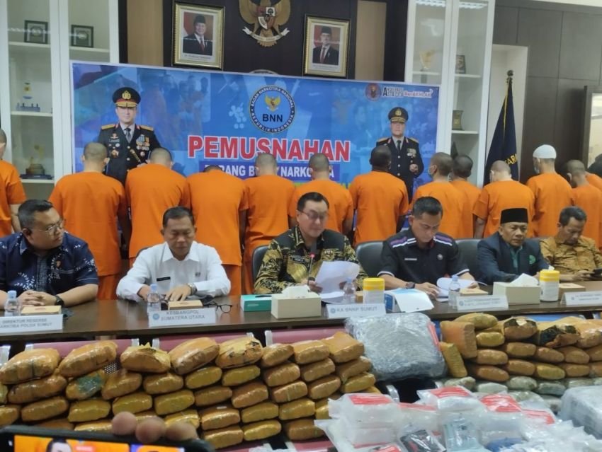 Sikat 242 Kg Sabu-Ganja & Pod Vape: BNNP Sumut Musnahkan BB, 749 Ribu Jiwa Selamat