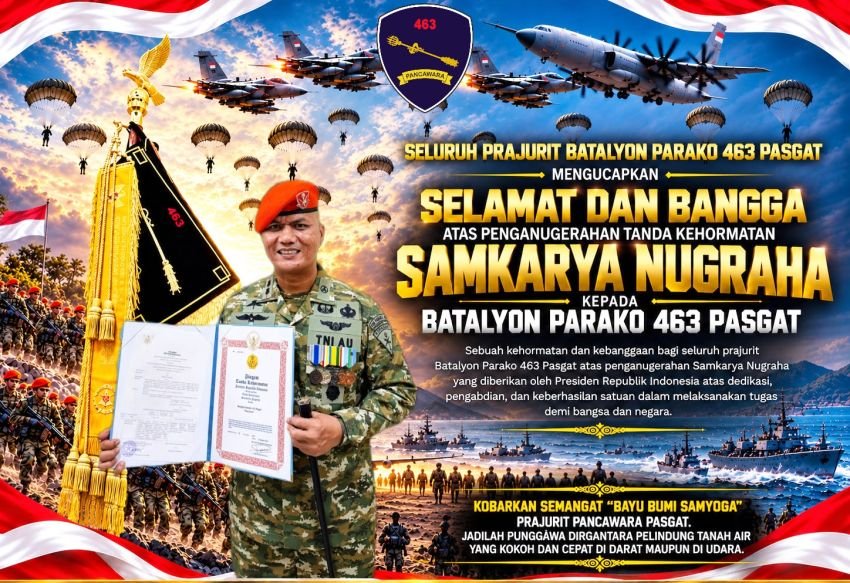 Diganjar Samkaryanugraha oleh Prabowo di HUT ke-81 TNI, Batalyon Parako 463 Pasgat Ukir Sejarah