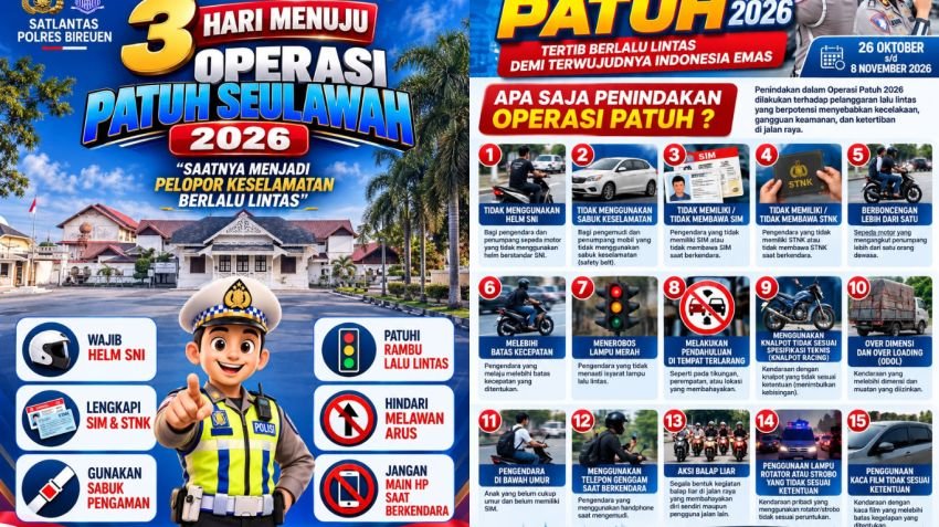Operasi Patuh Seulawah 2026 Dimulai 26 Oktober, Polres Bireuen Sasar 15 Jenis Pelanggaran