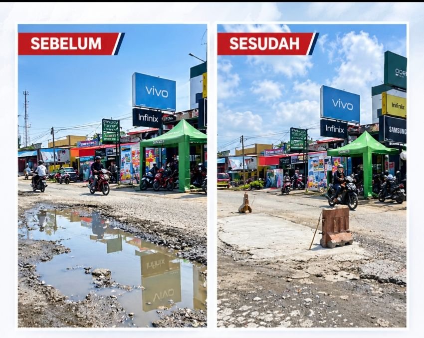 Prihatin Kondisi Jalan Bertahun-tahun Rusak, Owner Pida Ponsel Muhammad Muslim Gunawan Turun Tangan Perbaiki Jalan Pakai Dana Pribadi