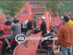 Pemotor Bendera PDIP Geber Motor Gangu Acara PSI di Pati