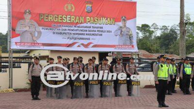 Kapolres Humbahas Pimpin Apel Pergeseran Pasukan Pengamanan TPS 2024